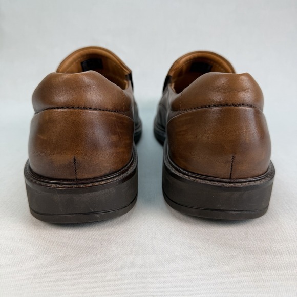 Ecco Holton Shoes Mens Loafer Brown Leather Apron Toe Comfort Slip On Size 10 - Picture 6 of 14